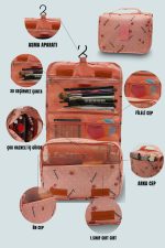 Çok Fonksiyonlu Askılı Makyaj Çantası Kiraz Desen ( Büyük Boy ) - Görsel 8