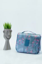 Çok Fonksiyonlu Askılı Makyaj Çantası Flamingo Desen ( Büyük Boy ) - Görsel 4