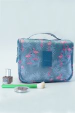 Çok Fonksiyonlu Askılı Makyaj Çantası Flamingo Desen ( Büyük Boy ) - Görsel 5