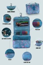 Çok Fonksiyonlu Askılı Makyaj Çantası Flamingo Desen ( Büyük Boy ) - Görsel 7