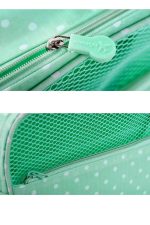 Çok Fonksiyonlu Askılı Makyaj Çantası Yeşil Puantiyeli ( Büyük Boy ) - Görsel 4