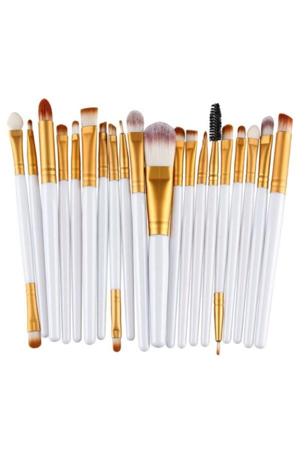 20 Parça Makyaj Fırça Seti ( Beyaz Renk )