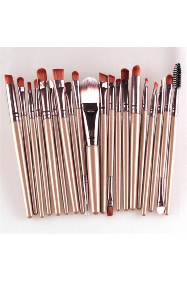 20 Parça Makyaj Fırça Seti Kaliteli Ürün (kahverengi)